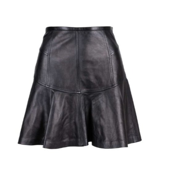 Diane Von Furstenberg Dresses & Skirts - NWT $558 DIANE VON FURSTENBERG PANELED BLACK LEATHER FIT & FLARE SKIRT US SZ 10